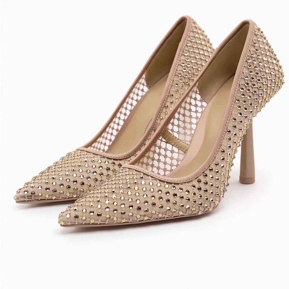 Zara Rhinestone Mesh Heels 8/39